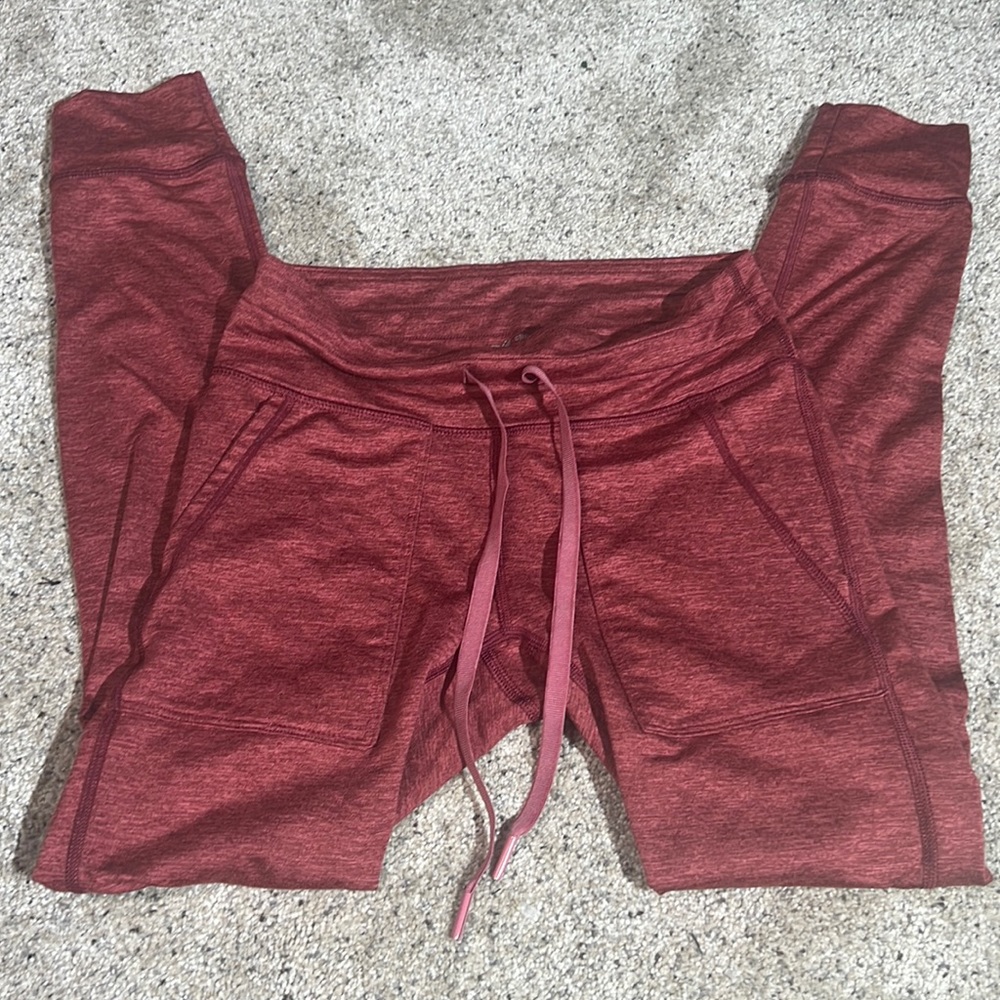 Women’s small jogger pants pocket tapered leg stretch red athletic casual pant